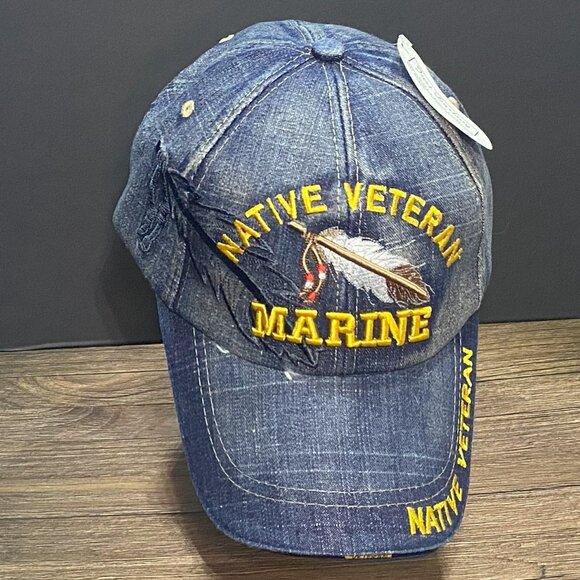 Just Darling Collection Native Veteran Marine Denim Blue Hat - Picture 1 of 6